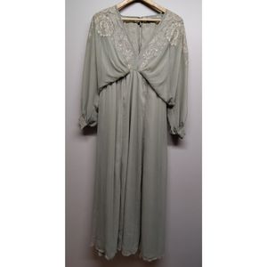 ASOS Maxi Maternity Dress Women Size 6 Green Embroidered Baby Shower Party